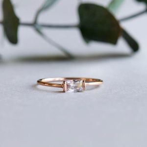 Baguette Cut 14K Rose Gold Vermeil Stackable Ring